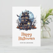 Carte Haunted House Ghost Bats Halloween (Debout devant)