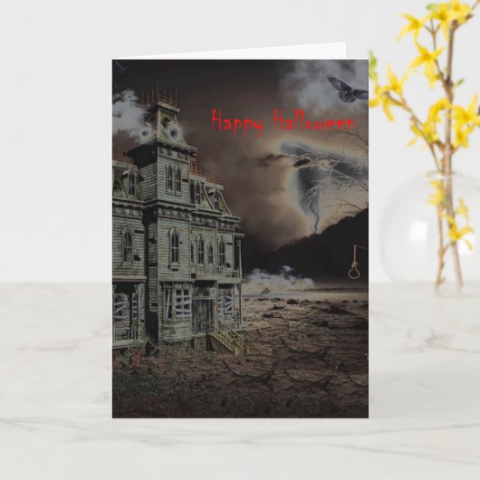 Carte Haunted House Halloween (Fleur jaune)