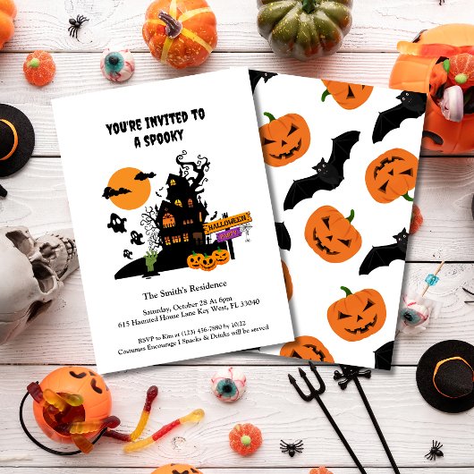 Carte Haunted House Halloween Party Invitation
