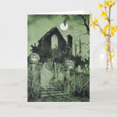 Carte Haunted House Jack O' Lantern Ghost Bat (Fleur jaune)