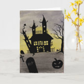 Carte Haunted House Watercolor Halloween (Fleur jaune)