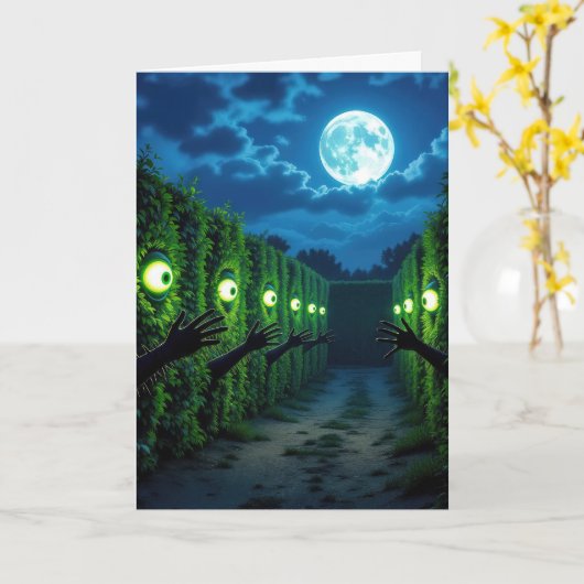 Carte Haunween Halloween Hedge Horror (Fleur jaune)