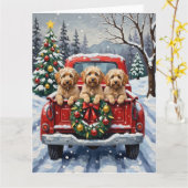 Carte Havanese Christmas Red Truck Holiday (Fleur jaune)