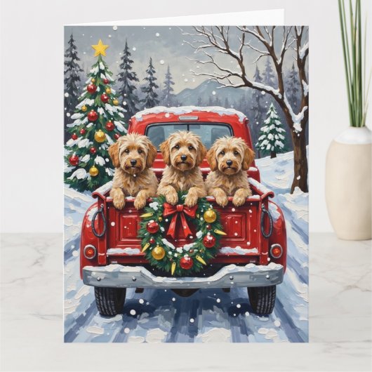 Carte Havanese Christmas Red Truck Holiday (Devant)