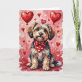 Carte Havanese Valentine’s Day Dog with Hearts Red (Devant)