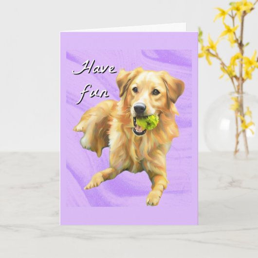 Carte Have Fun Golden Retriever Folded Greeting Card (Fleur jaune)