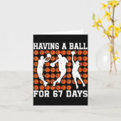 Carte Having A Ball For 67 Days Basketball Player Studen (Fleur jaune)