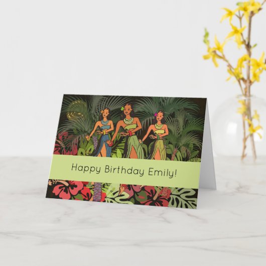 Carte Hawaii Aloha Palm Hula Art Design (Fleur jaune)
