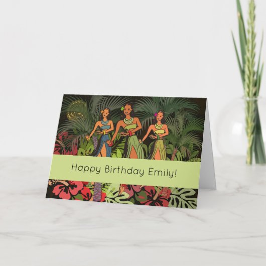 Carte Hawaii Aloha Palm Hula Art Design (Devant)