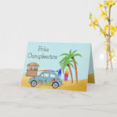 Carte Hawaii Beach Fiat 500 Anniversaire Espagnol (Fleur jaune)