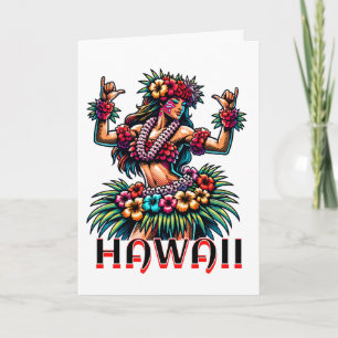 Carte Hawaii   Hawaiian Hula Dancer   Salut