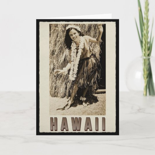 Carte Hawaii Hula Girl Photo Vintage (Devant)