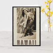 Carte Hawaii Hula Girl Photo Vintage (Fleur jaune)