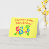 Carte HAWAII Langue Embrasse-moi C'est mon anniversaire (Fleur jaune)