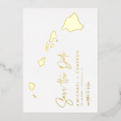 Carte Hawaii Mini Script Photo Enregistrer La Date (Recto)
