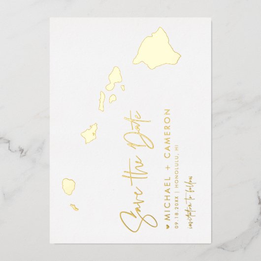 Carte Hawaii Mini Script Photo Enregistrer La Date (Recto)