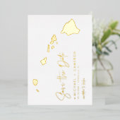 Carte Hawaii Mini Script Photo Enregistrer La Date (Debout devant)