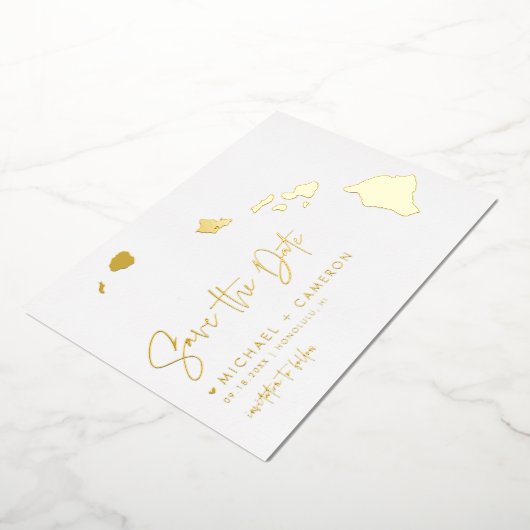 Carte Hawaii Mini Script Photo Enregistrer La Date (Rotation)