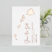 Carte Hawaii Minimaliste Enregistrer La Date Rose  (Debout devant)