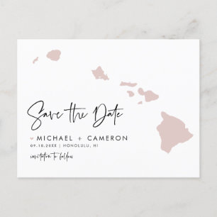 Carte Hawaii rose vif Script moderne Enregistrer l