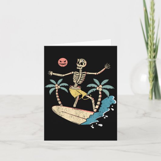 Carte Hawaii Surfer Skeleton Halloween Beach Y Soky Surf (Devant)