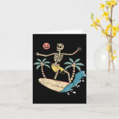 Carte Hawaii Surfer Skeleton Halloween Beach Y Soky Surf (Fleur jaune)