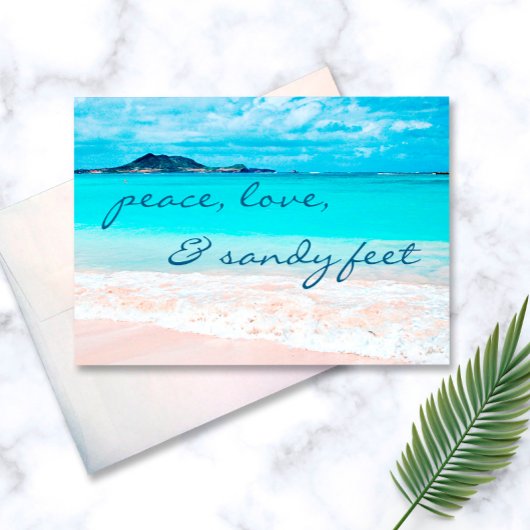 Carte Hawaii Tropical Beach Peace Love Sandy Pieds Scrip
