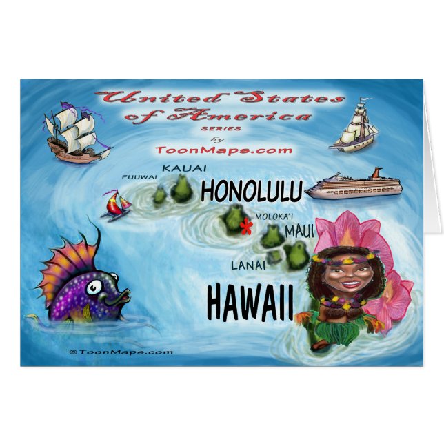 Carte Hawaii USA (Devant horizontal)