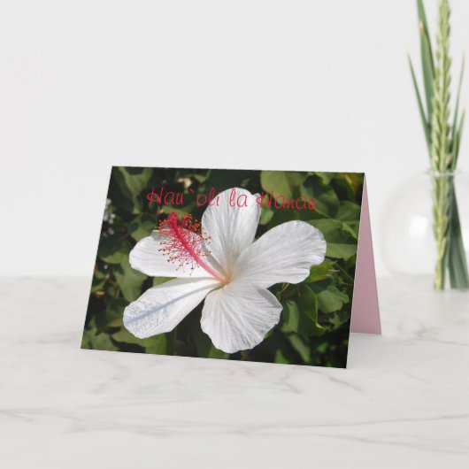 Carte Hawaiian Happy Birthday White Hibiscus Card (Devant)