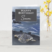 Carte Hawaiian Sea Turtle Personalized Birthday Card (Fleur jaune)