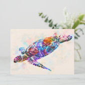 Carte Hawaiian sea Turtle Watercolor (Debout devant)