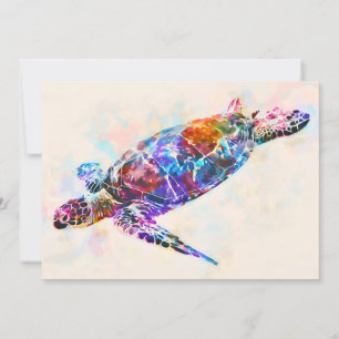 Carte Hawaiian sea Turtle Watercolor