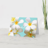Carte Hawaiian white plumeria greeting card blue (Devant)