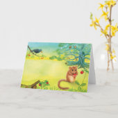 Carte Hazel Dormouse Manger Fraise Sauvage (Fleur jaune)
