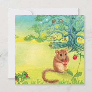 Carte Hazel Dormouse Manger Fraise Sauvage