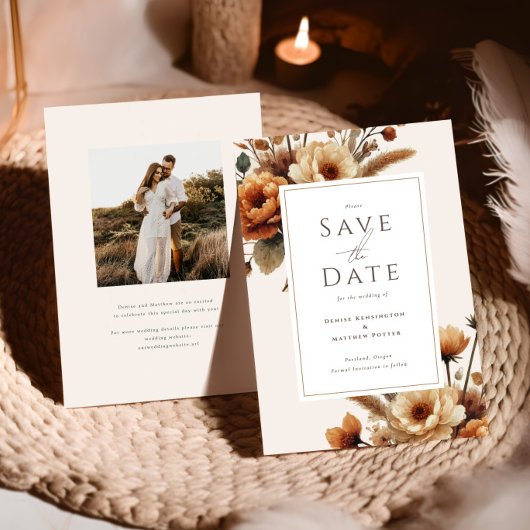 Carte Hazelwood Fall Floral Wedding Enregistrer la date