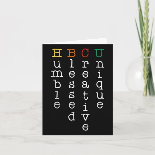 Carte Hbcu Humbled Blessed Creative Unique Enseignant Hb (Devant)