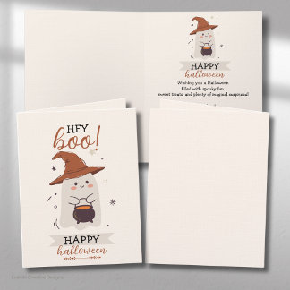Carte Hé Boo Fantôme Heureux Avec Chapeau Drôle Mignon H
