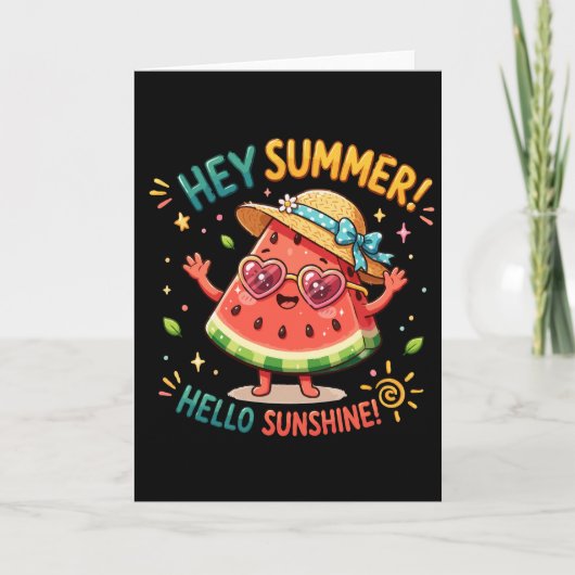 Carte Hé été Bonjour Soleil Pastèque (Devant)