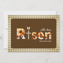He has RISEN Bible Verse Brown Religious Easter 