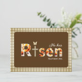 Carte He has RISEN Bible Verse Brown Religious Easter (Debout devant)