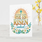 Carte He Is Risen Indeed Easter Card (Fleur jaune)