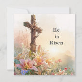 Carte He Is Risen Watercolor Easter Card (Devant)