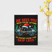Carte He Sees You Lifting Funny Skip Legs Christmas Tee  (Fleur jaune)