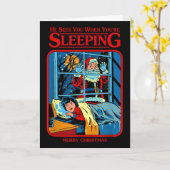 Carte He Sees You When You're Sleeping Merry Christmas  (Fleur jaune)