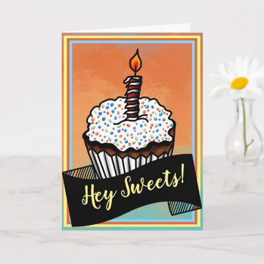 Carte Hé Sweets, Joyeux Anniversaire Cupcake (Petite plante)