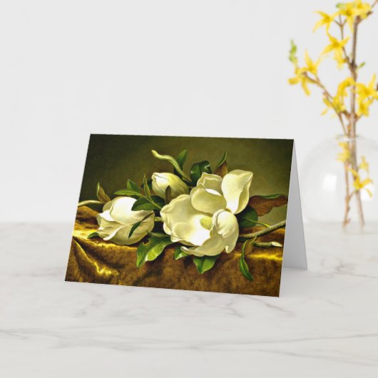Carte Héade - Magnolias sur tissu velours or (Fleur jaune)
