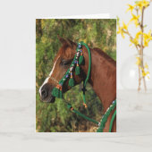 Carte Headshot arabe de cheval avec le frein (Fleur jaune)