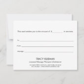 Carte Healing Hands Holographic Gift Certificate (Dos)