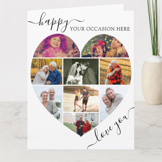 Carte Heart 9 Photo Collage Aimer Vous Script N'Importe (Devant)